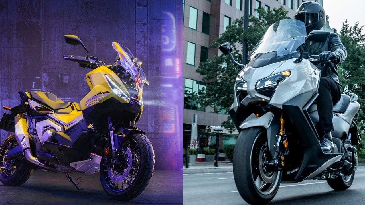 תקריב על הונדה XADV 750 וימאהה טימקס 560